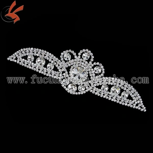 Metal Back Embellishment Bridal Crystal Rhinestone Sash Applique