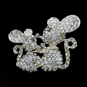 Fashion design unique cutie mouse crystal rhinestone animal brooch wholesale