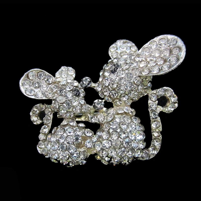 Fashion design unique cutie mouse crystal rhinestone animal brooch wholesale