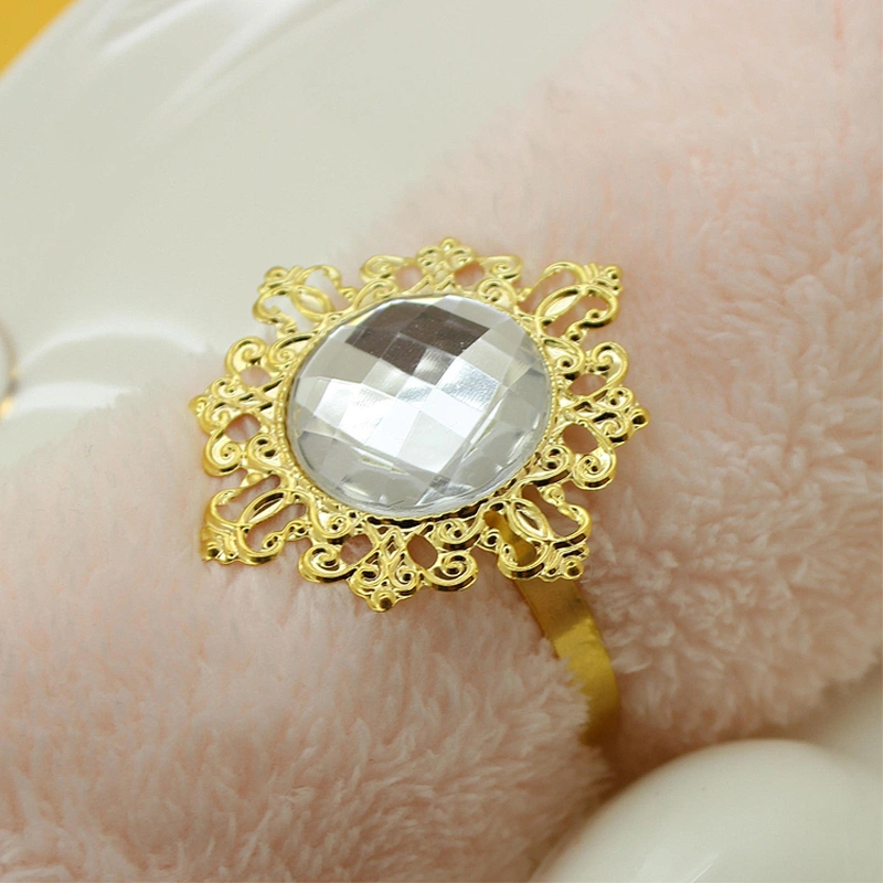 BULK CHEAP GOLD CRYSTAL NAPKIN RING