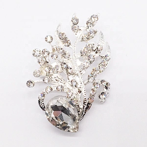 Customized fancy crystal rhinestone plant brooch for men suit