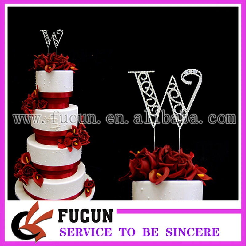 acrylic rhinestone number J cake toppers