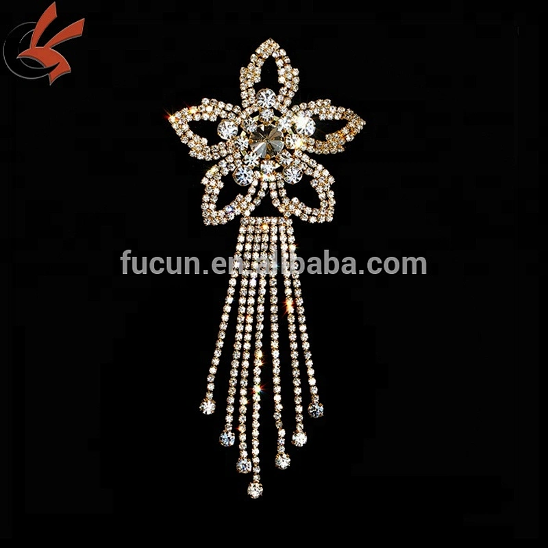 wholesale wedding sparkly sew on Tassels Rhinestone  Applique