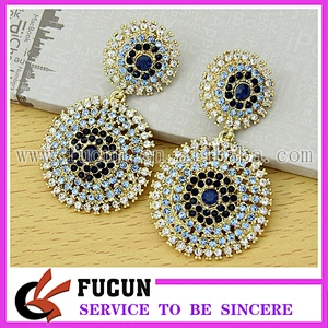Gold Antique Art Deco Statement Rhinestone Earrings