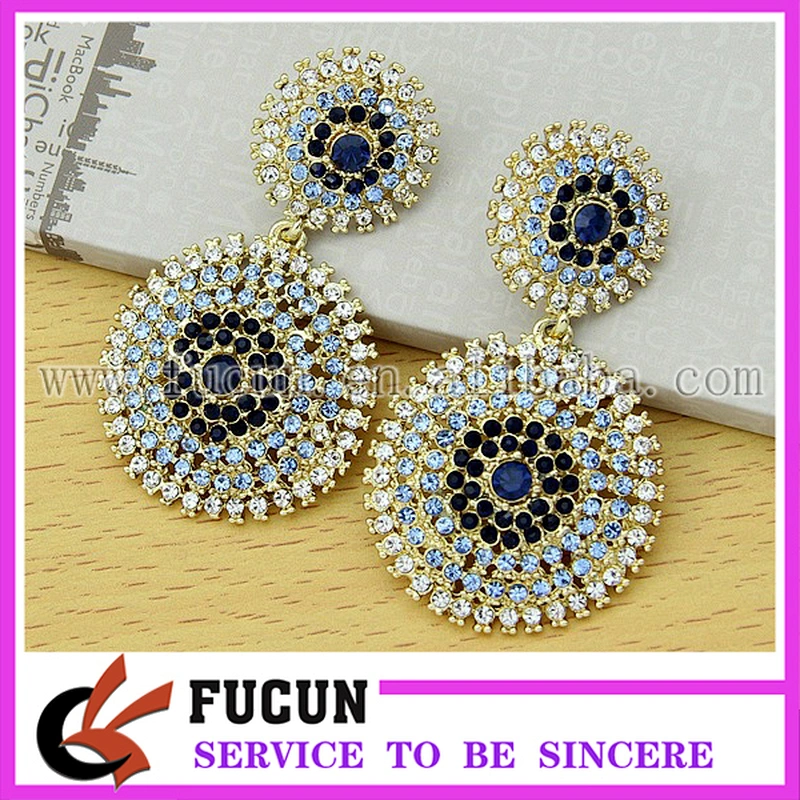 Gold Antique Art Deco Statement Rhinestone Earrings