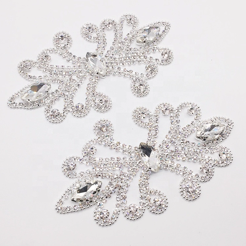 Bling smooth delicate flat back strass clear rhinestone princess headpiece applique for sale