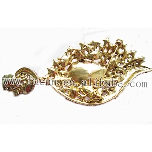 Latest design wholesale fancy pink large jewel brooch pin for dress decoration