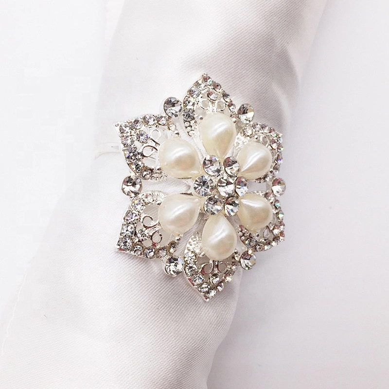 Handmade Technics table napkin pearl styles decorative clear rhinestone napkin ring