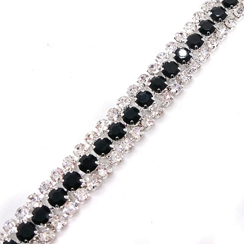 black rhinestone mix crystal cup chain rhinestone trim
