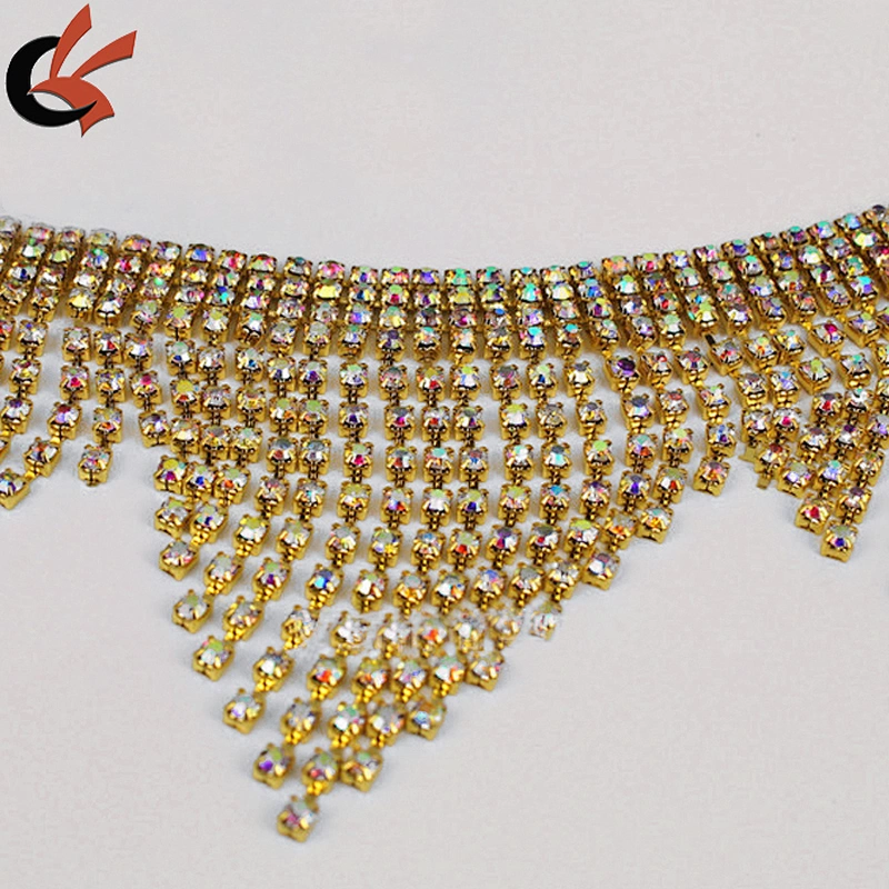 fringe crystal rhinestone applique trim tassel strass patches trimmings