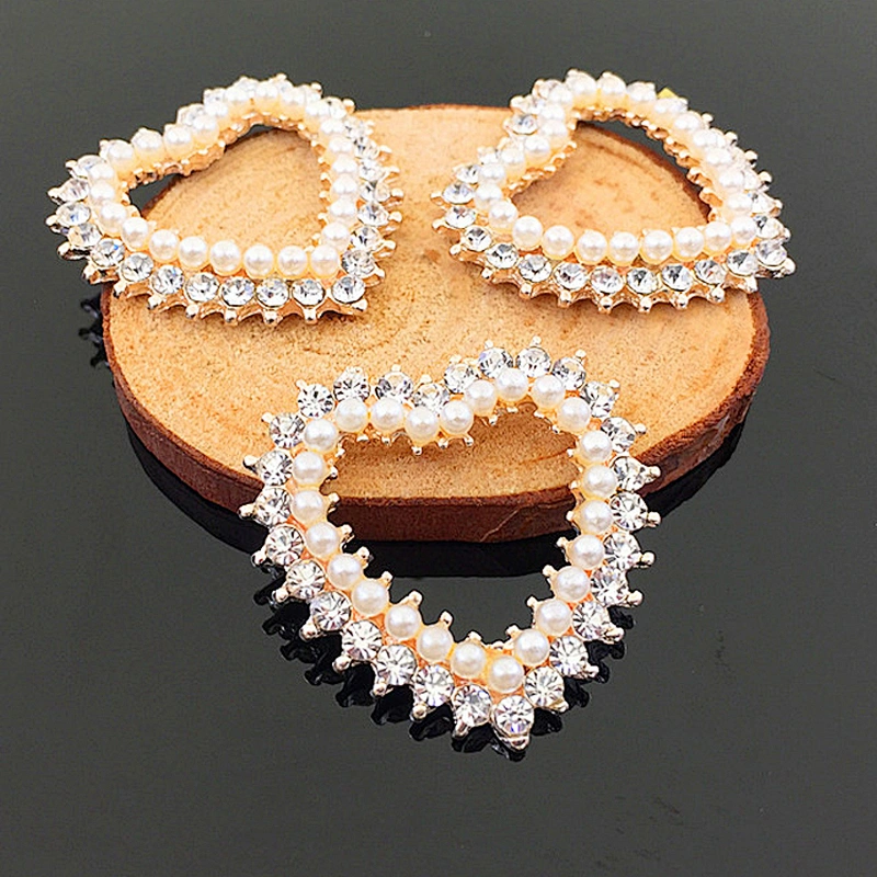 custom made pearl beads crystal heart shape rhinestone belt buckle