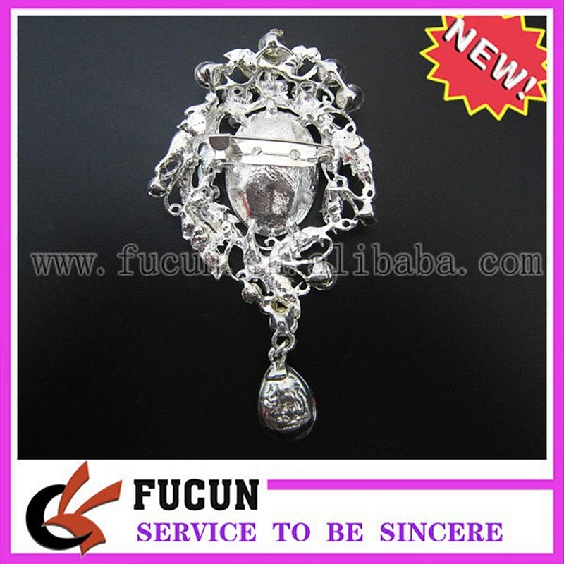 Wholesale Wedding Elegant Crystal Rhinestone Diamante Dangling Brooch