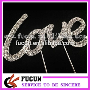 New arrival 2016 wedding cake decoration LOVE diamante rhinestone cake topper