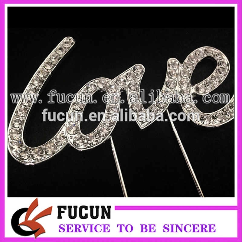 New arrival 2016 wedding cake decoration LOVE diamante rhinestone cake topper