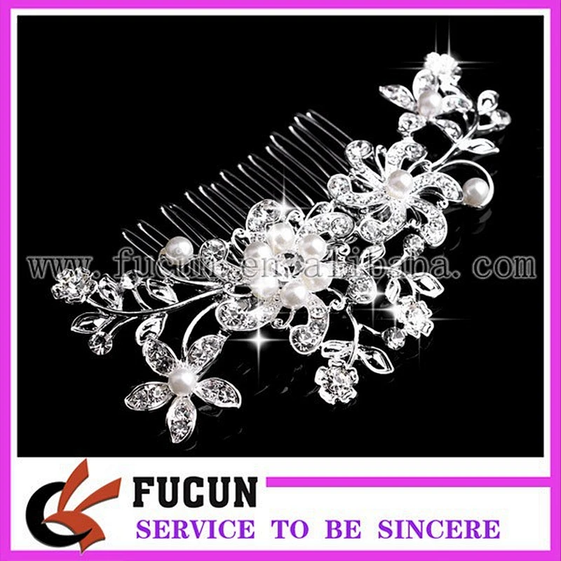 Bridal Wedding Crystal Rhinestones Diamante Vintage Pearl Hair Comb Clip