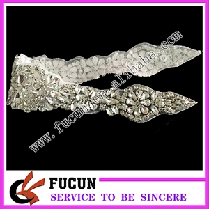 New product hot fix rhinestone belt applique for wedding dress wholesale
