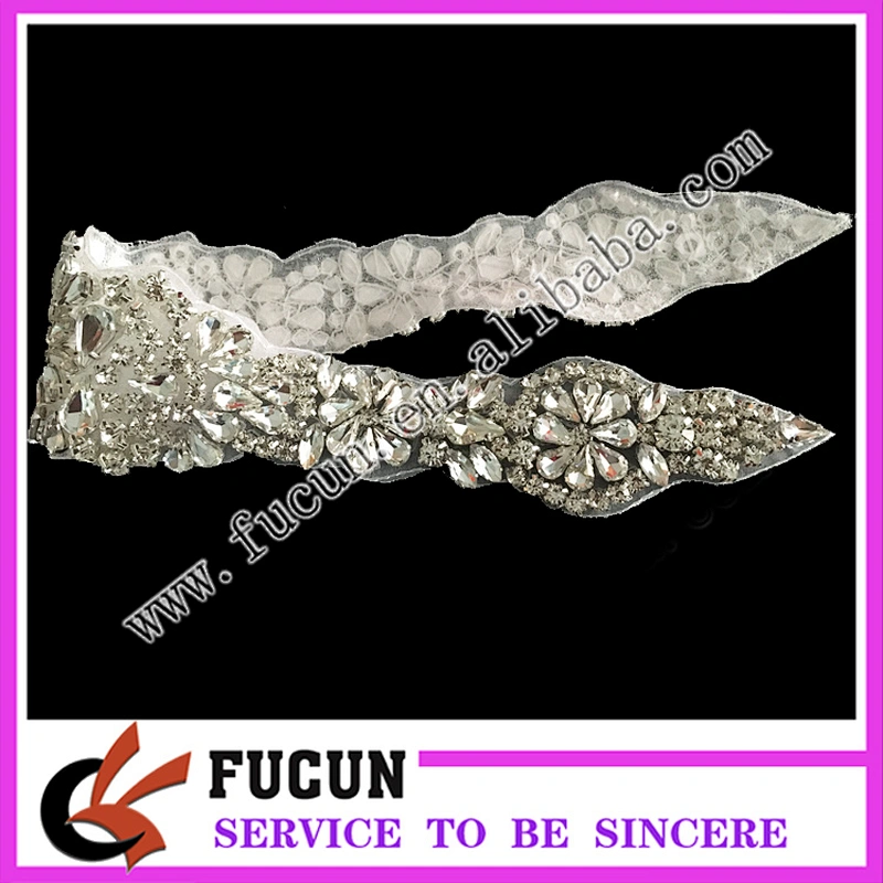 New product hot fix rhinestone belt applique for wedding dress wholesale