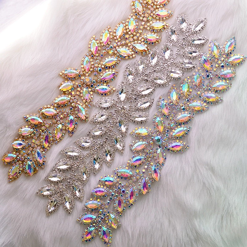 Decorative Crystal Rhinestone Wedding Dresses Applique Accessory Sew On Crystals AB Applique