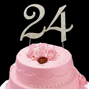 rose gold Diamante Rhinestone Cake Topper Birthday Wedding Crystal Cake Topper