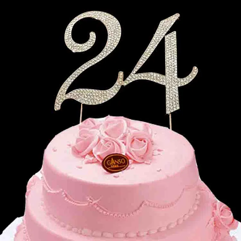 rose gold Diamante Rhinestone Cake Topper Birthday Wedding Crystal Cake Topper