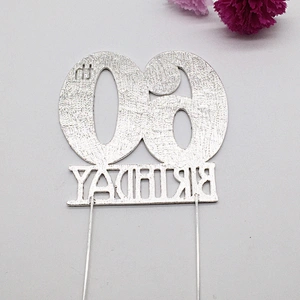 Crystal Rhinestone Full Rhinestone 60th Silver Plating Birthday Cake Topper Decoration