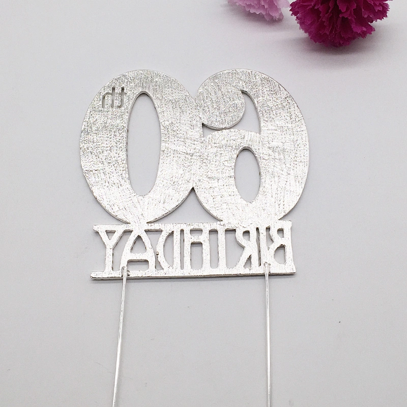 Crystal Rhinestone Full Rhinestone 60th Silver Plating Birthday Cake Topper Decoration