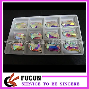 sew on S shape crystal glass stone for garment decoration