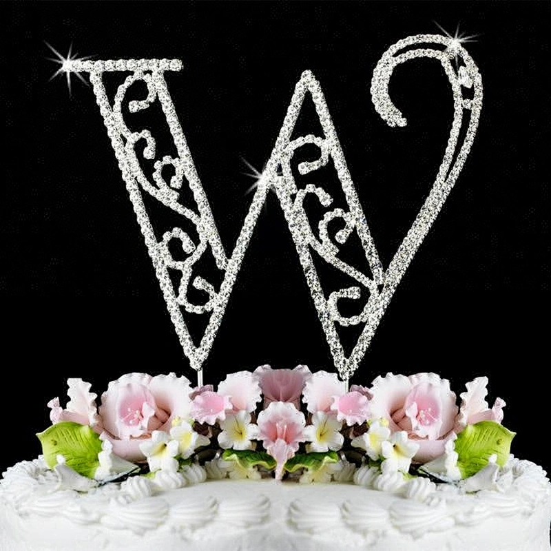2018 Marvellous alphabet w rhinestone cake toppers for wedding
