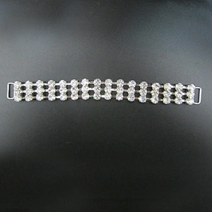 Cheap Bulk Rhinestone 3 Rows Silver Bikini Connector