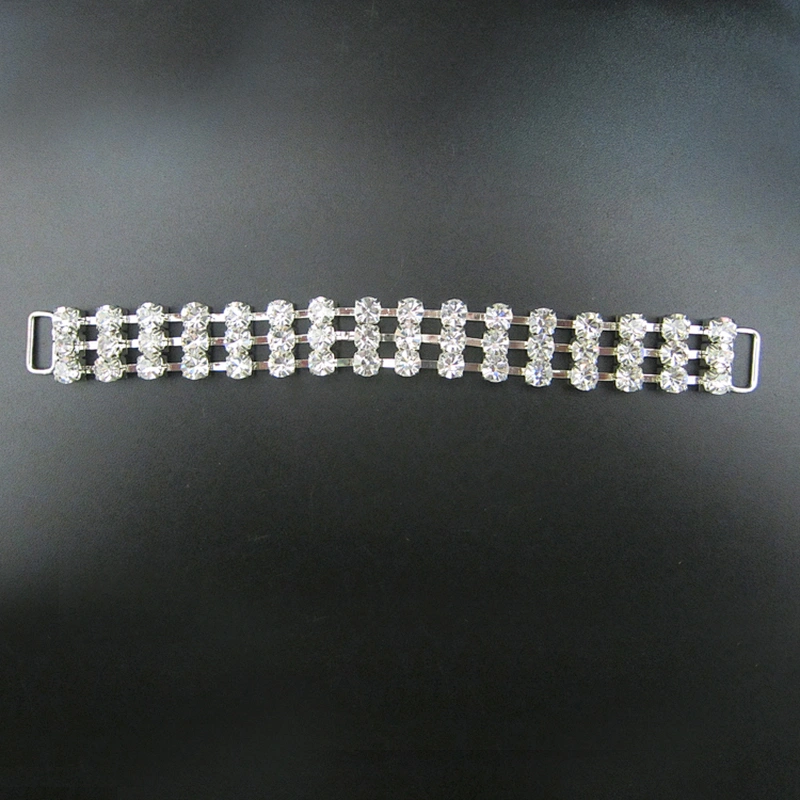 Cheap Bulk Rhinestone 3 Rows Silver Bikini Connector