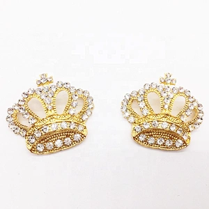 Vintage high fashion crystal gold crown tiara rhinestone brooch