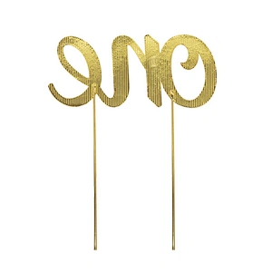 Customized First Birthday Decorations Gold One Cake Topper