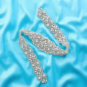 2019 top Sale Decorations Hot Fix Sew On Rhinestone pearl Applique Trimming For Wedding Dress
