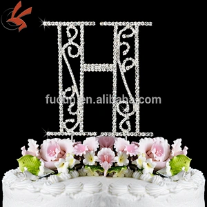 letter V rhinestone monogram wedding cake topper