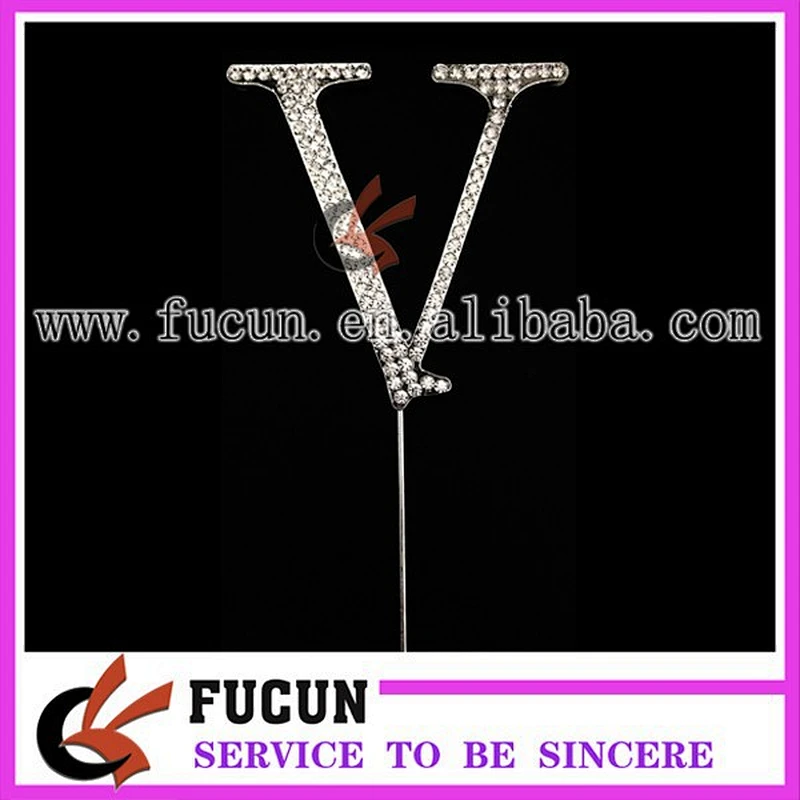 Rhinestone Covered Monogram Ampersand Cake Topper Set