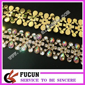 AB crystal rhinestone trimming diamante chain trims rhinestone applique trim