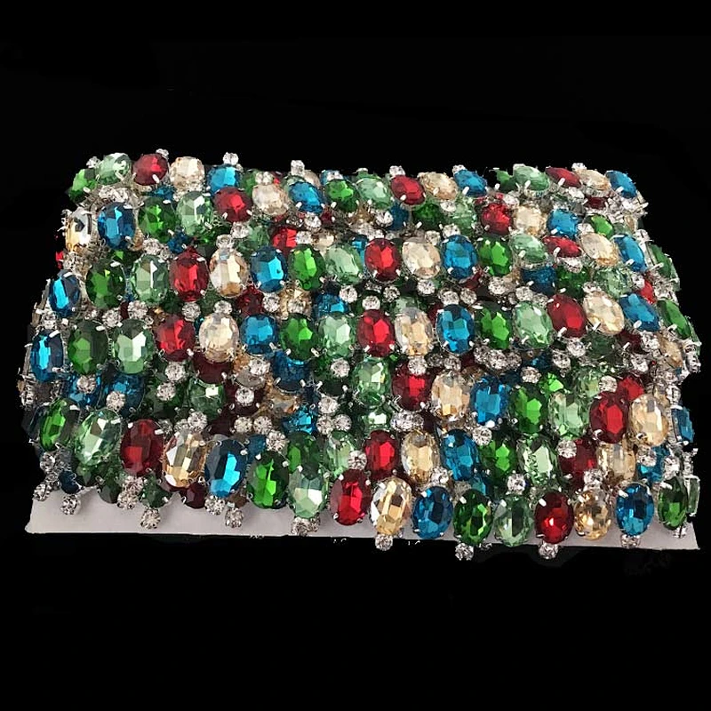 wholesale fashion bridal colorful crystal rhinestone cup chain trimming