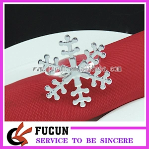 Cheap Bulk Silver Stainless Steel Metal Snowflake Pattern Napkin Ring