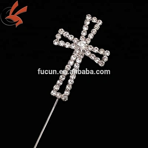 Small Rhinestone Cross Baptism Christening Communion Cake Topper
