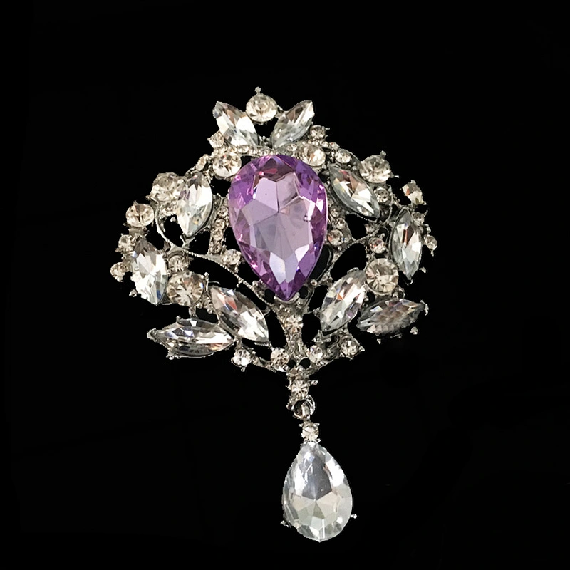 Wholesale fashion White nickel plated rhinestone brooch for wedding