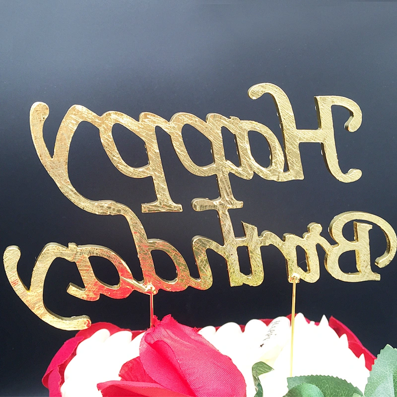 20cm*12cm Large Gold Birthday Decorative Table Centerpiece Happy Birthday Cake Topper Design