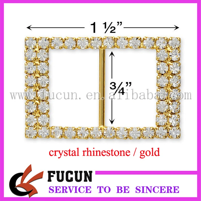 New Arrival Rectangle Rhinestone Ribbon Slider Buckles
