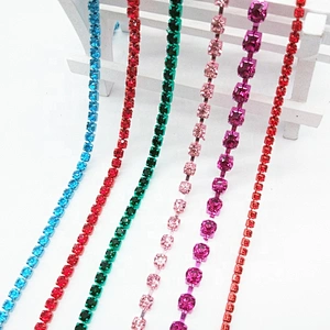 New Products SS12 Sparkling COLOR rhinestone color plating metal base rhinestone cup chain