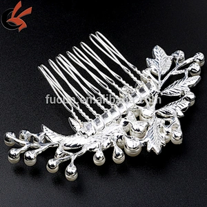 Bridal Wedding Flower Rhinestone Pearls Party Hair Diamante Clip Comb Silver