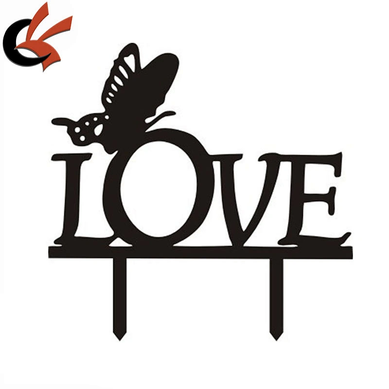 Wedding Love with butterfly decorate Acrylic Cake Topper