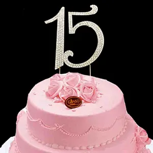 Shinning Silver 6cm Numbers Crystal Rhinestone ab Cake Pick Cake Toppers For Wedding Birthday Party Decoration