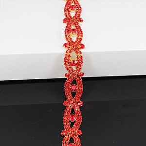 Best selling high-grade red rhinestones diy handmade dress belt diamond glass chain trims
