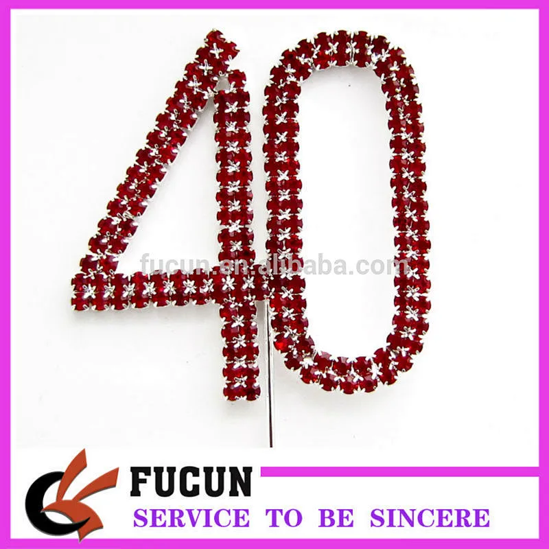 funny color number wedding rhinestone cake toppers from China supplier