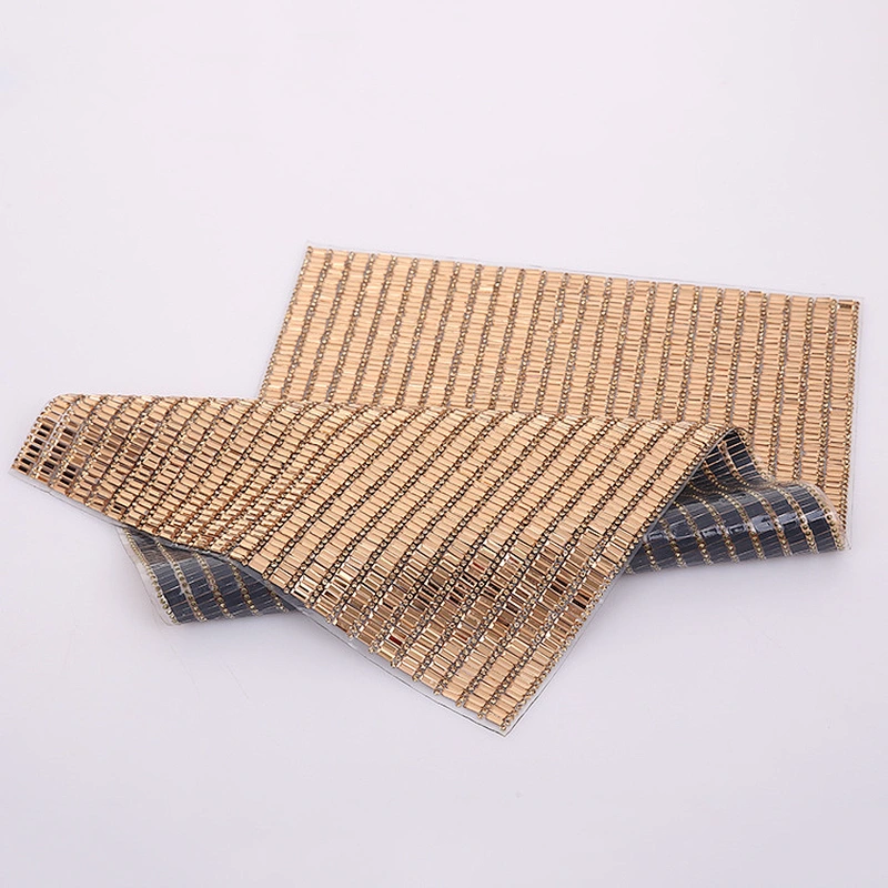 Custom 24*40cm hot fix rhinestone mesh 3*7mm rectangle flat back hotfix glass stone sheet