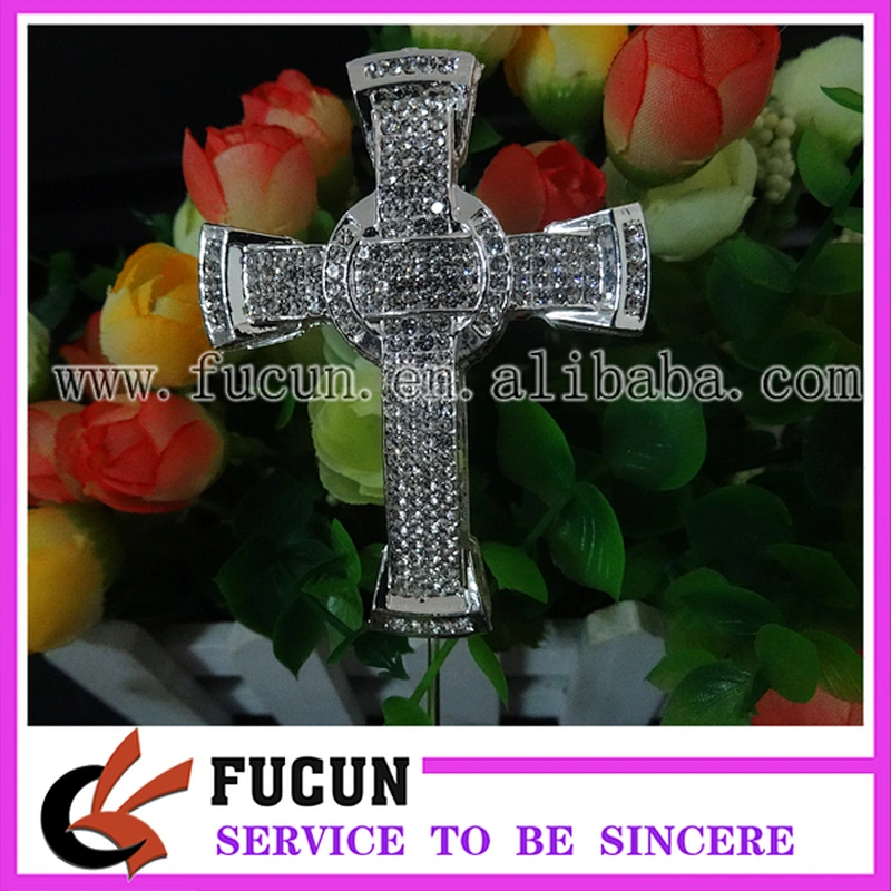 2018 Christening wholesale new Rhinestone Cross Baptism Communion Christening Easter Party Cake Topper